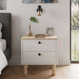 Hanah Home Rayme Mesita de Noche Roble Zafiro y Blanco